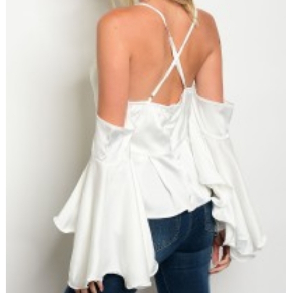 CLOSING Small New White Cold Shoulder Top - Picture 3 of 3